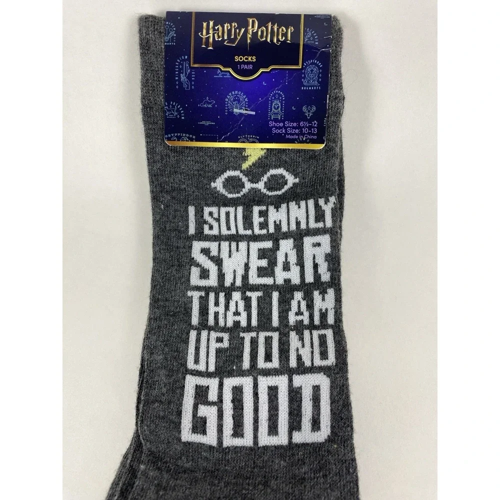 Harry Potter Adult Crew Socks Sz 6.5-12 Hogwarts Novelty Graphic Wizarding World